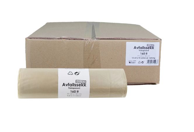 Plastsekk TRANSPARENT 160 lt STERK * Krt a 120 stk